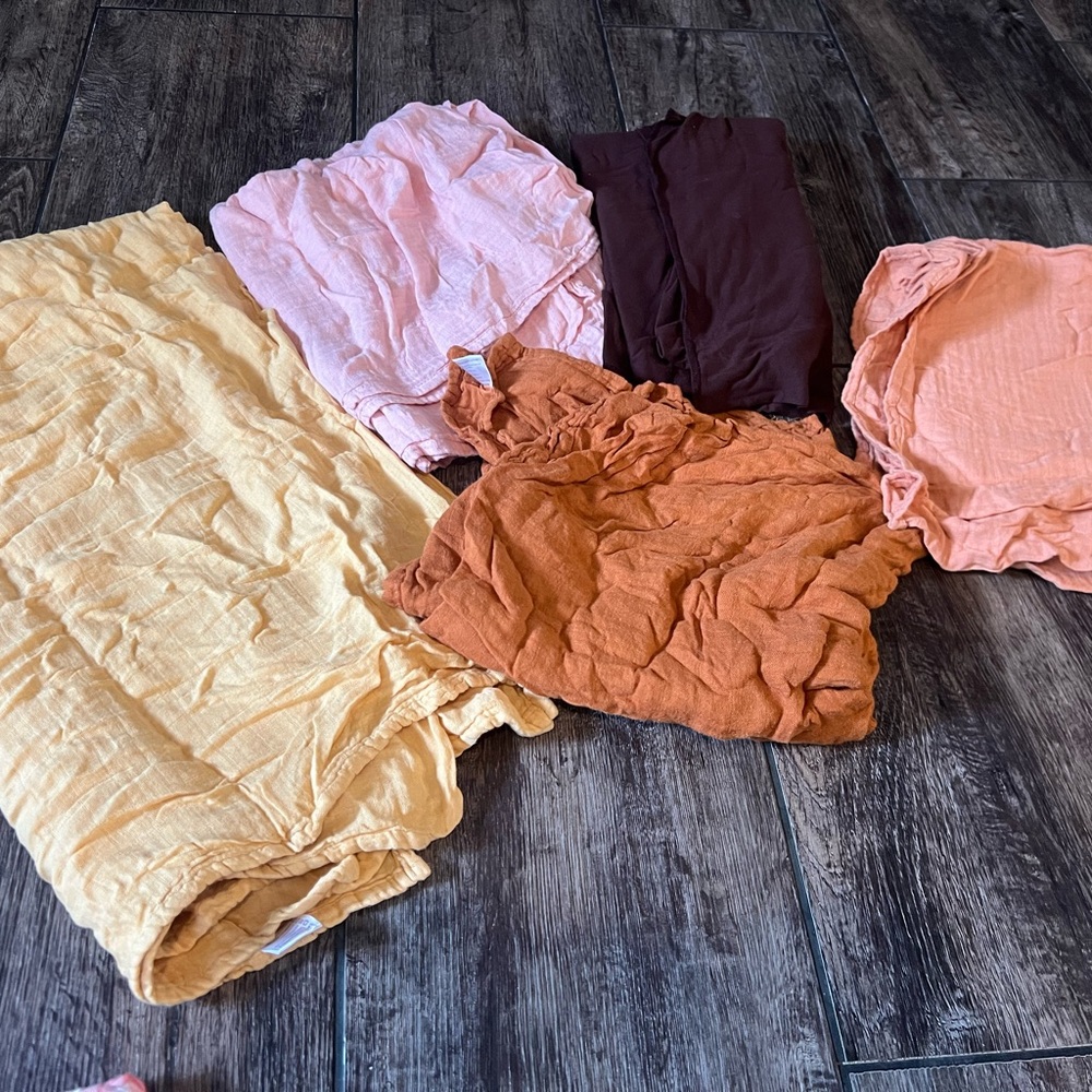 Muslin swaddle blankets/receiving blanks. Burp cloths!